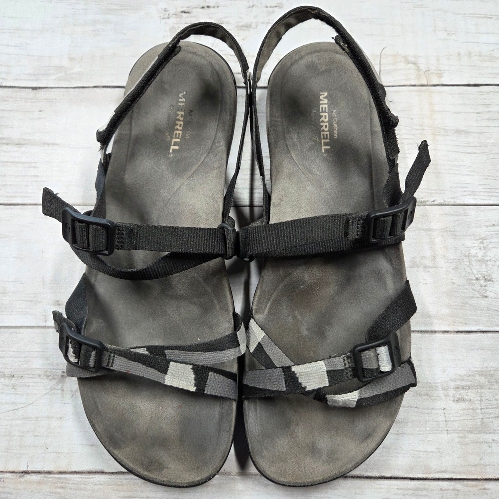 Merrell Sandals Womens 11 Black Grey‎ Sport Hiking Strappy Buckle